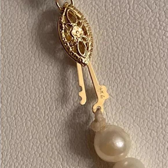 Rainbow Moonstone Pearl 14K Yellow Gold Clasp Strand Necklace